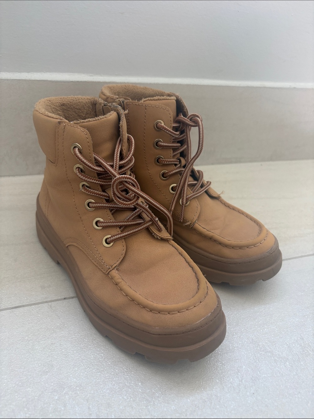 H&M Kids Tan Brown Lace-Up Winter Boots